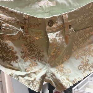 7 For All Mankind Gold and Cream Jean Shorts